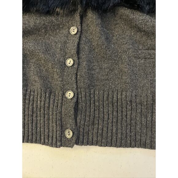 SIMPLY VERA WANG XL Fur Front Wool Blend Sweater Cardigan Charcoal Gray $78 NWT - Picture 8 of 13